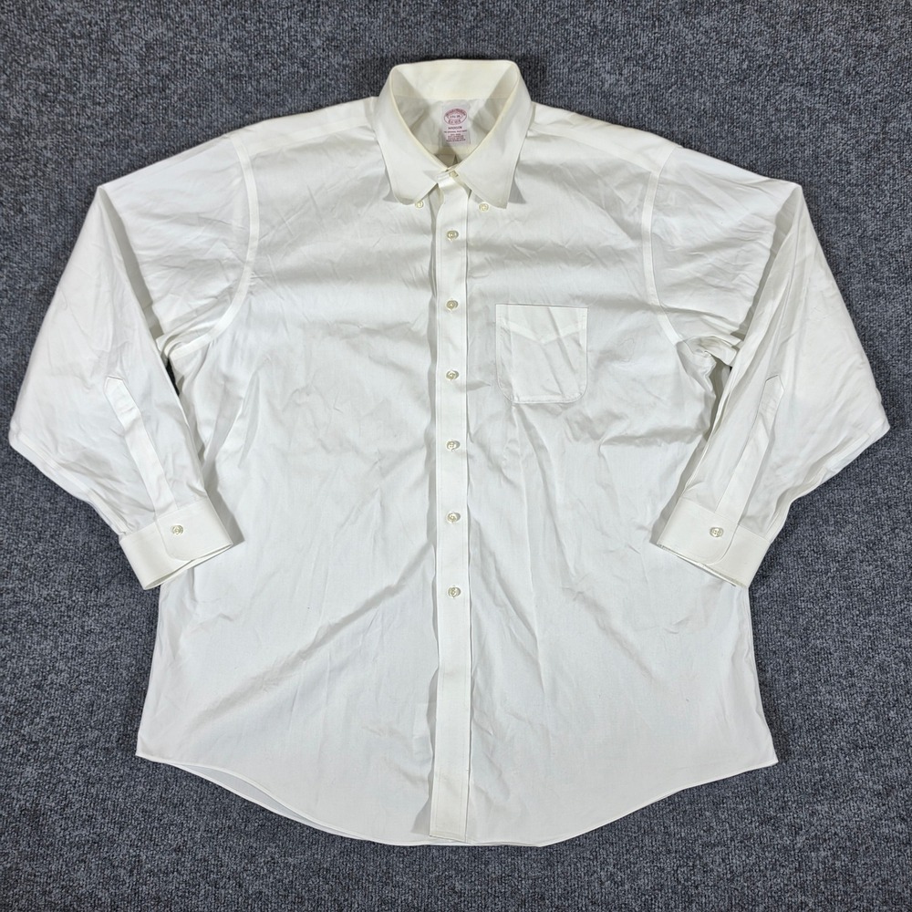 Brooks Brothers Madison White Non-Iron Supima Cotton Button Down Shirt 17.5-35